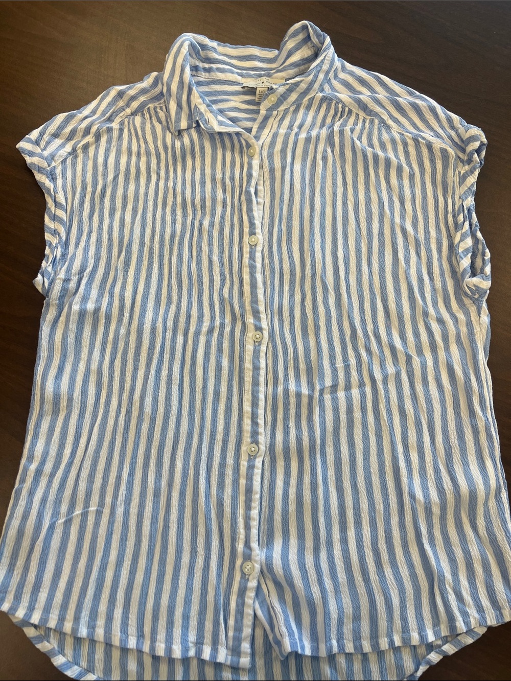 Lucky Brand Light Blue & White Vertical Stripe Button-Down Shirt